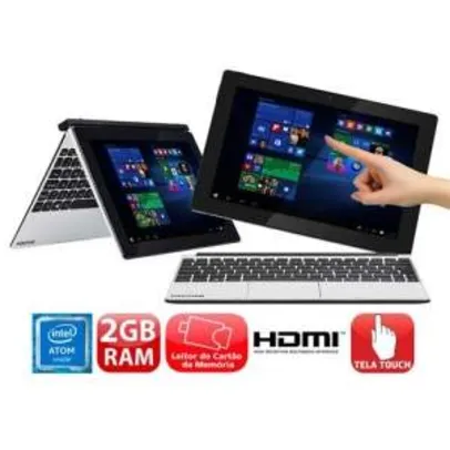 [Casas Bahia] Notebook/Tablet 10.1"  windows 10 Intel® Atom™ Quad Core, 2GB, 32GB SSDMini HDMI, Bluetooth por R$ 1081