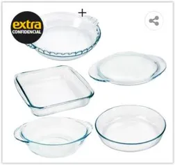 Conjunto de Formas em Vidro Borosilicato Marinex Celebrity - 5 Peças | R$ 68