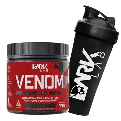 Pré Treino Venom Underground Frutas Vermelhas 300g + Coqueteleira Dark Lab