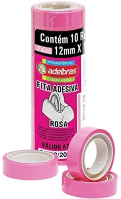 [PRIME] Fita Adesiva, Rosa, Pacote com 10 - Adelbras | R$7