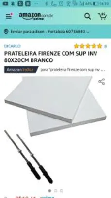 (Só tem 80) PRATELEIRA FIRENZE COM SUP INV 80X20CM BRANCO | R$18