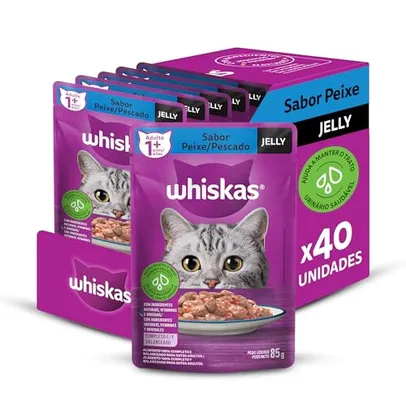 Pack Ração Úmida Whiskas Sachê Peixe Jelly para Gatos Adultos 85 g - 40 unidades