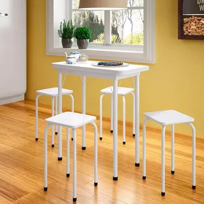 conjunto de mesa de cozinha dobrável com 4 lugares asti branco - Branco