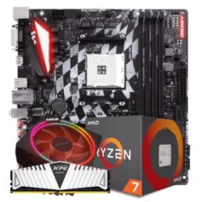 Kit Upgrade Placa Mãe Biostar Racing X370GT3 DDR4 AMD AM4 + Processador AMD Ryzen 7 2700X 3.7GHZ + Memória DDR4 XPG Z1 8GB 2666MHZ | R$2.399