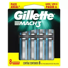 Carga para Aparelho de Barbear Gillette Mach3 - Leve 8 Pague 6