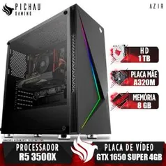 (R$3.564 com o AME) PC Gamer Pichau Azir, AMD Ryzen 5 3500X, A320M, GeForce GTX 1650 Super 4GB, 8GB DDR4, HD 1TB