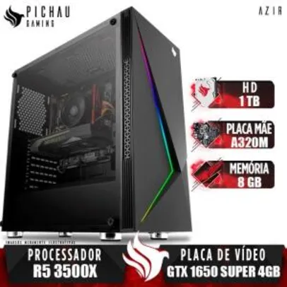 (R$3.564 com o AME) PC Gamer Pichau Azir, AMD Ryzen 5 3500X, A320M, GeForce GTX 1650 Super 4GB, 8GB DDR4, HD 1TB