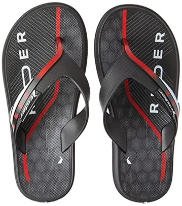 Rider R Line II, Chinelo Masculino, PRETO/PRETO/VERMELHO, 40