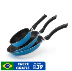 Conjunto de Frigideiras 3 Peças Antiaderente Techflon Nacional