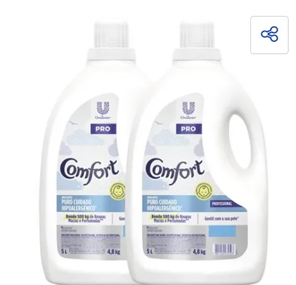 Amaciante Comfort Pro Diluído Puro Cuidado 5L - 2 Unidades