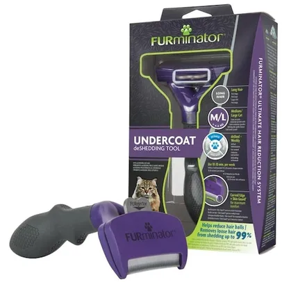 Escova Tira Pelo Furminator Para Gatos Com Pelo Longo - Médio e Grande