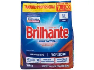 R$30 por unidade - Sabão em Pó Brilhante 5,6Kg Limpeza Total Profissional | Leve 3 pague 2