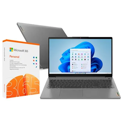 Foto do produto Notebook Lenovo Core i5-1135G7 8GB 256GB SSD Ideapad 3i 82MD0007BR + Microsoft 365 Personal com 1TB na Nuvem