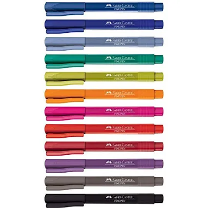 Caneta Ponta Fina, Faber-Castell, Fine Pen Colors, 12 Cores | R$28