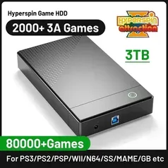 [Moedas R$254] Hyperspin HDD Portátil para PC e Laptop, 3TB, 80000 Jogos