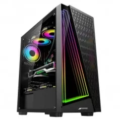 Gabinete Gamer SuperFrame Storm, Mid Tower, RGB, Vidro Temperado, ATX, Sem Fonte, Com 3 Fans