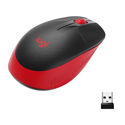Saindo por R$ 45,98: Mouse sem fio Logitech M190 com Design Ambidestro de Tamanho Padrão, Conexão USB e Pilha Inclusa - Vermelho | Pelando