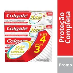 (3kits) Kit Creme Dental Colgate Total 12 Clean Mint 90g 4 Unidades R$34