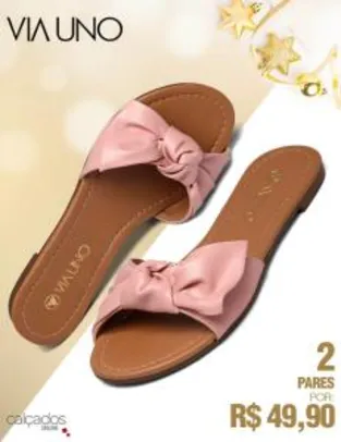2 pares de sandália por R$49,90 - Calçados Online