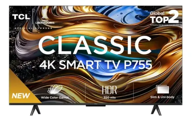 [Meli+] TCL Classic 4K Smart Tv 50P755 Google Tv Dolby Preto