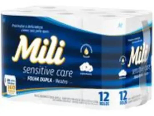 Papel Higiênico Folha Dupla Mili Sensitive Care com 12 rolos de 30m