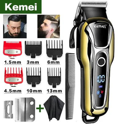 Kemei máquina de cortar cabelo profissional R$168