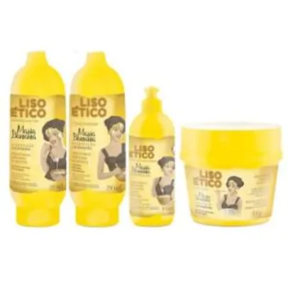 Kit Completo Muriel Maria Banana Liso Ético: Shampoo 300ml + Condicionador 300ml + Máscara 300g + Finalizador 100g - R$ 20