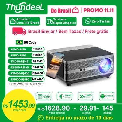 [Envio do Brasil] Projetor TD98W à prova de poeira, com Foco Automático e Auto Keystone, Full HD 1920x1080, com Android e Espelhamento de Tela, Wi-Fi