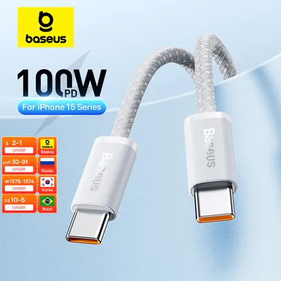 Baseus Cabo USB Tipo C para iPhone, Cabo de carregador rápido PD 100w