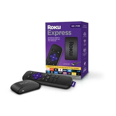 (Novos Usuários) Roku Express - Streaming Player Full HD Controle Remoto e Cabo HDMI | R$129