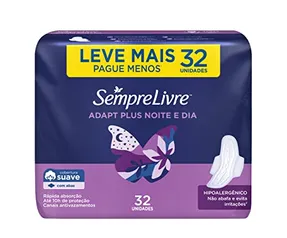 [PRIME | REC] Absorvente Externo Adapt Plus Noite Dia com Abas, Sempre Livre, 32 Unidades