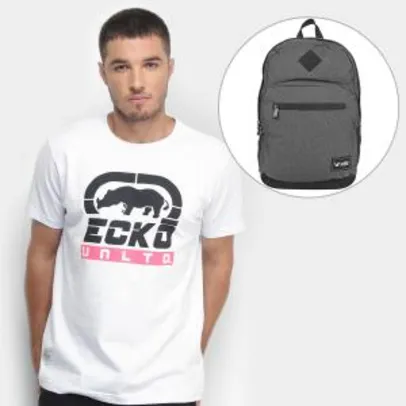 Kit Mochila Vibe Brava + Camiseta Ecko Básica Masculina R$81