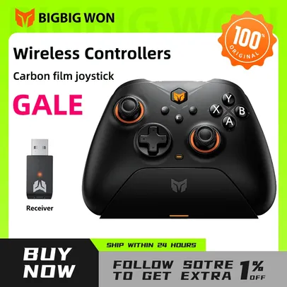 [Com Taxa/Gpay] Controle BigBig Won Gale Sem Fio com Dock de Carregamento e Gatilhos Hall, Bluetooh, 2.4ghz, Usb-C