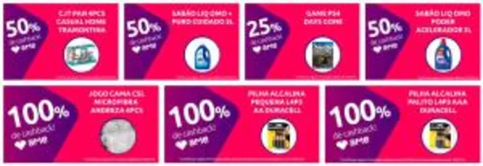 AME 100% - 50% - 25% - CASHBACK - LOJAS FÍSICAS