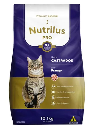 Ração Seca Nutrilus Pro+ Frango para Gatos Adultos Castrados 10,1kg