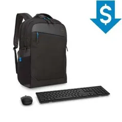 Kit Teclado e Mouse Wireless Dell KM636 Preto + Mochila para Notebook Dell Professional 15,6" - R$198