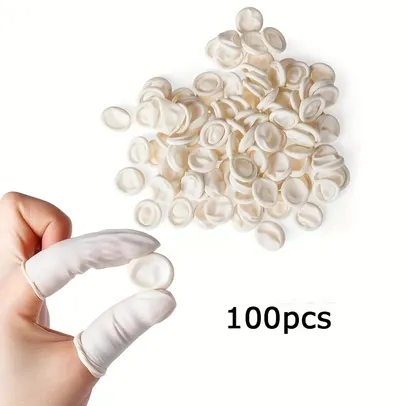 [Imposto Incluso/Moedas] Luvas descartáveis Fingertips Protector, borracha natural, antiderrapante, anti-estático, berços de látex dedo 100pcs