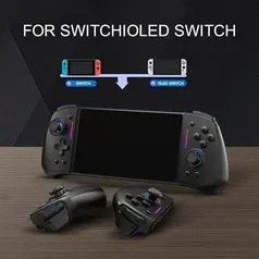 [Taxa Inclusa] Controles Para Nintendo Switch, Efeito de Luz RGB, Função Turbo e Vibração, Modulo de Sensor de Joystick POLYSHINE, Certificação WEEE 