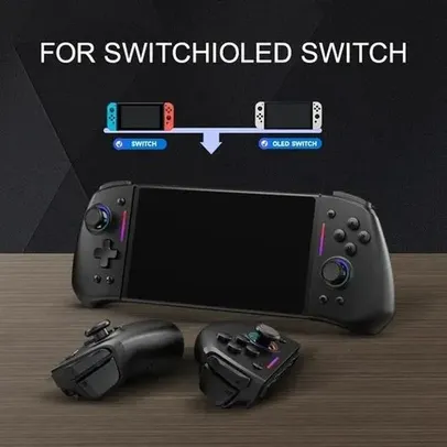 [Taxa Inclusa] Controles Para Nintendo Switch, Efeito de Luz RGB, Função Turbo e Vibração, Modulo de Sensor de Joystick POLYSHINE, Certificação WEEE 