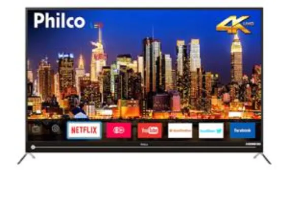 Smart TV LED 55" Philco PTV55G50SN Ultra HD 4k com Conversor Digital 3 HDMI 2 USB Wi-Fi Soundbar Embutido 60Hz Preta