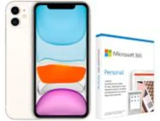 [R$ 3.362,50 MagaluPay] iPhone 11 Apple 128GB Branco 6,1” 12MP + Microsoft 365