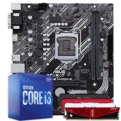 Pichau Kit Upgrade, Intel i3-10100, Asus PRIME H410M-E, 8GB 2666Mhz R$1646