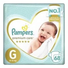 Kit de Fraldas Pampers G Premium Care Jumbo - 136 Unidades -R$128