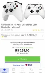 Controle de xbox One S com Bluetooth Branco | R$521