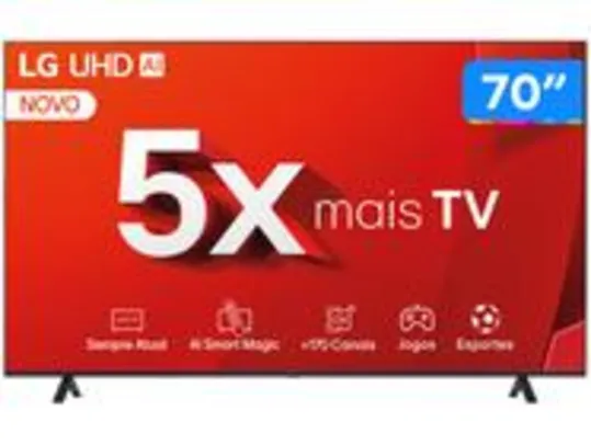 Smart TV 70 4K LG Ultra HD 70UT8050 com Processador a5 Ger7 AI, Alexa/Chromecast integrado, Otimizador de Jogos, webOS 24 e Controle Smart Magic