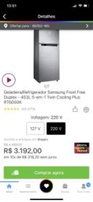 [APP] Geladeira/Refrigerador Samsung Frost Free Duplex - 453L 5-em-1 Twin Cooling Plus R$3192