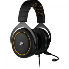 Headset Gamer Corsair HS60 PRO SURROUND 7.1, Com Fio, P2, Black/Yellow, CA-9011214-NA