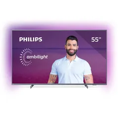 (Reembalado) Smart TV LED 55'' Philips 55PUG6794 4K Ultra HD AMBILIGHT 3 lados HDR10+ Dolby Vision Dolby Atmos Bluetooth Wifi 3 HDMI 2 USB - Prata