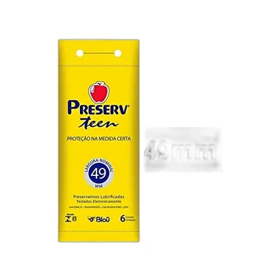 Preservativo Teen Lubrificado com Óleo de Silcone 6 Unidades, 49mm