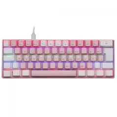 Teclado Mecânico Gamer SuperFrame Ferz, Rainbow, Switch Outemu Blue, ABNT2, 60%, White/Pink, SF-FERZ